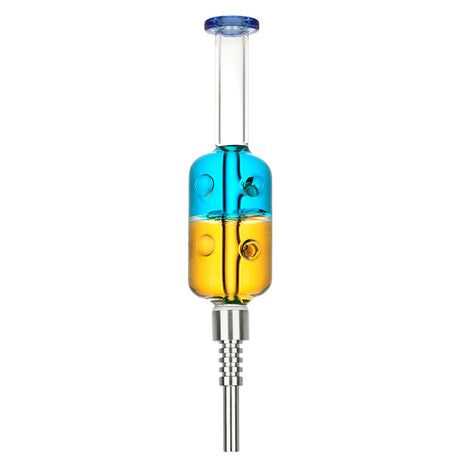 8" Assorted Dual Color Glycerin Dab Straw, Easy-to-Use Stainless Steel Tip, Front View
