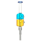 8" Dual Color Glycerin Dab Straw with Stainless Steel Tip, Front View on White Background
