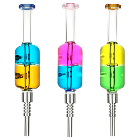 Assorted Dual Color Glycerin Dab Straws with Stainless Steel Tips, Front View