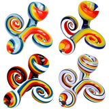 Dual Swirls Spiral Stripe Hand Pipes - 3.5" with Vibrant Colors, Front View