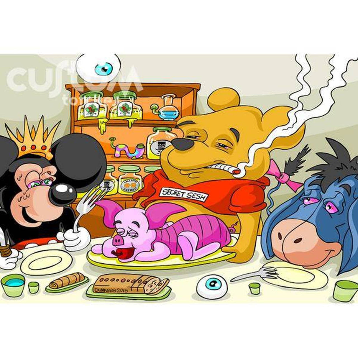 Dunkees Custom 6" Torch - Danksgiving Honey with cartoon characters enjoying a feast