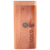 DynaVap DynaStash in Cedar, Medium size, front view showcasing magnetic lid and engraved logo