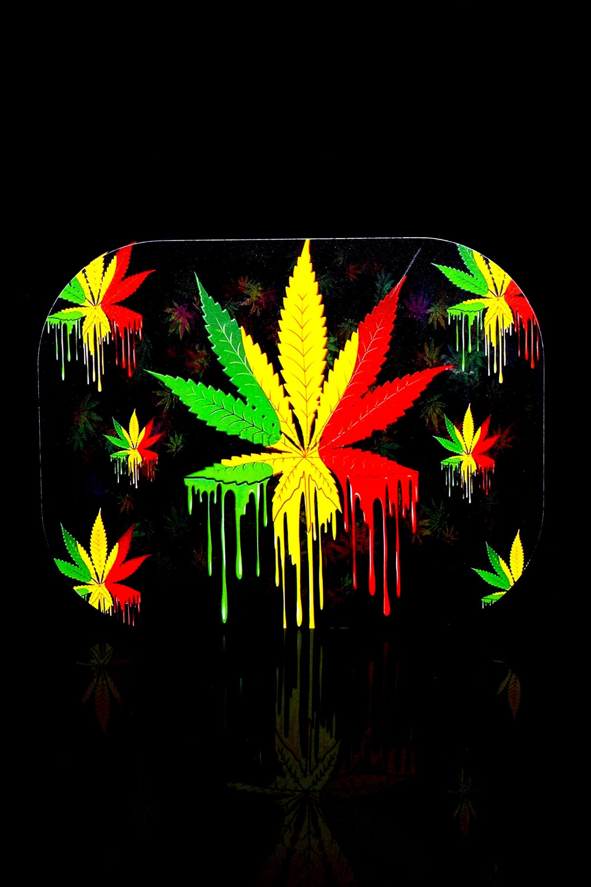 Small Art Metal Rolling Tray with Magnetic Lid – 7″ × 5½″ – Select Design