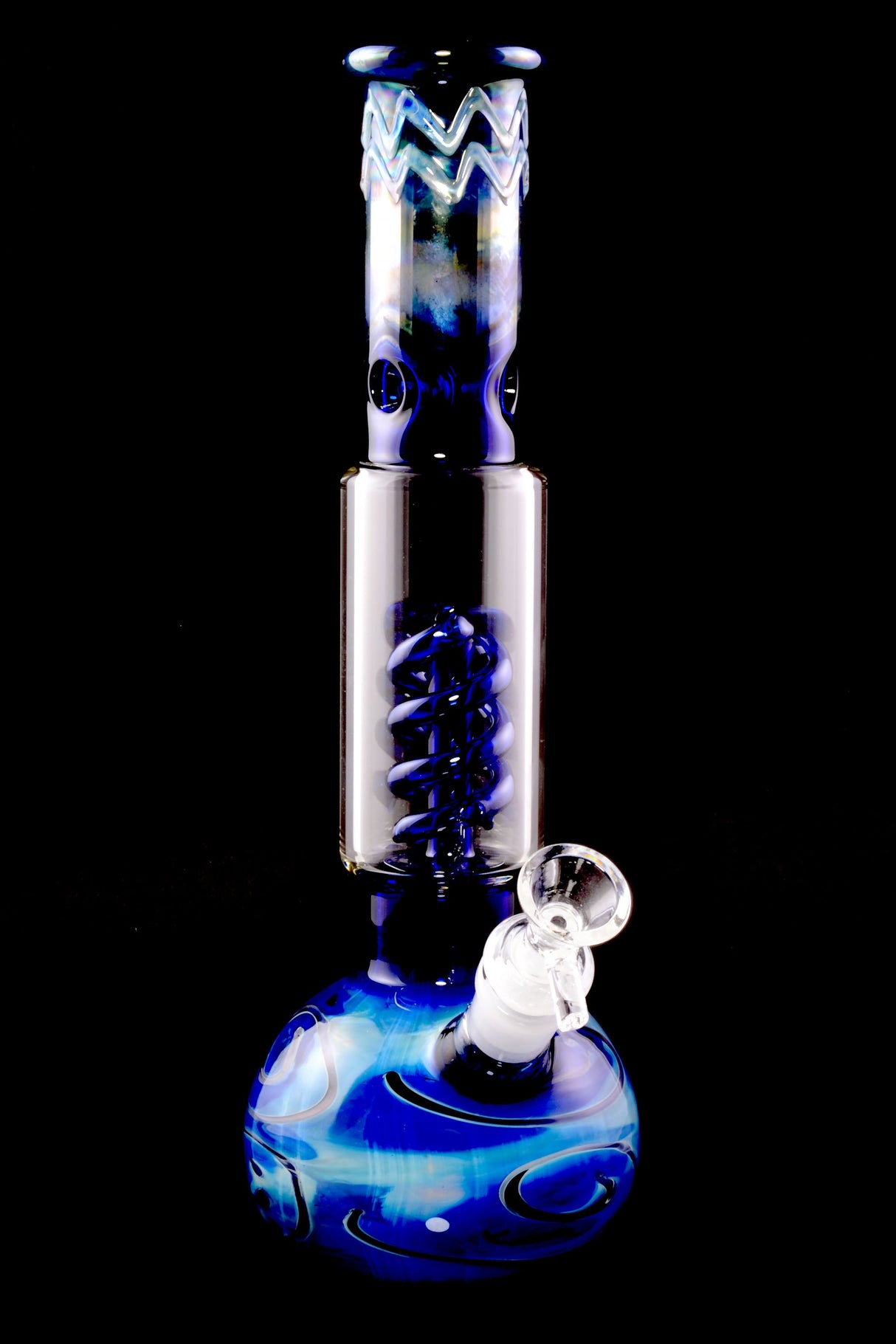 Silver-Fumed Glass Bubble Bong “Spiral Chill” – Coil Perc – 11½″