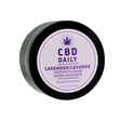 Earthly Body CBD Daily Lavender Intensive Cream in a round container, top view