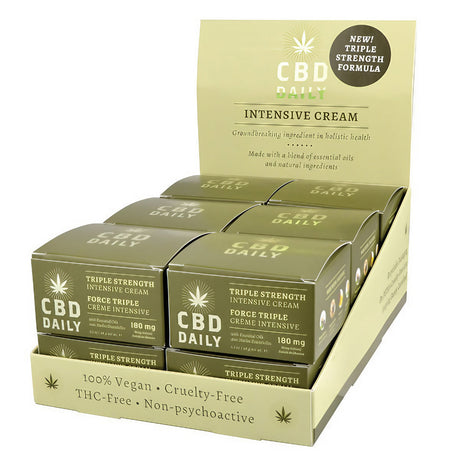 Earthly Body CBD Daily Intensive Cream 12pc display box, triple strength, 1.7oz each, USA made
