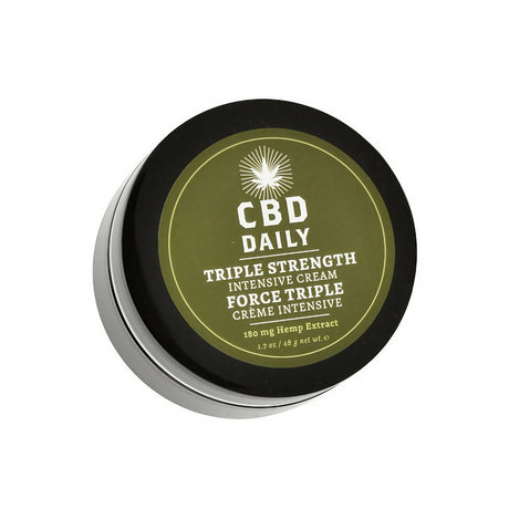 Top view of Earthly Body CBD Daily Triple Strength Intensive Cream 1.7oz jar