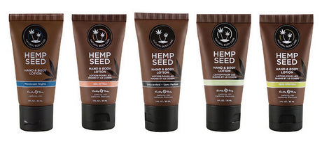 Earthly Body Hemp Seed Hand & Body Lotion 50 Pack, Front View, Infused with CBD, 1 oz Each