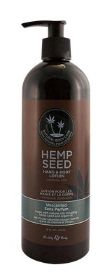 Earthly Body Hemp Seed Hand & Body Lotion, 16 oz bottle with pump dispenser, front view
