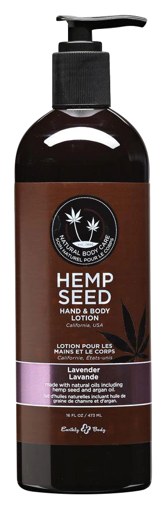 Earthly Body Hemp Seed Hand & Body Lotion Lavender 16 oz front view