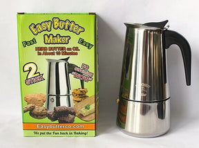 Easy Butter Maker for 2 sticks of herb butter or oil, front view with packaging