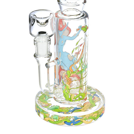 Wormhole Mushroom Elf Water Pipe - 9.5" 14mm F with Colorful Artwork - Side View