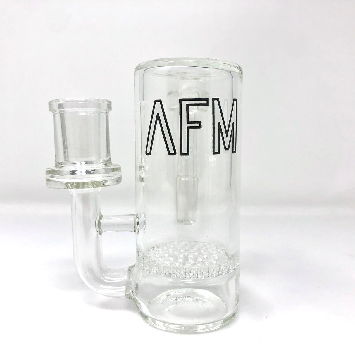 AFM 4" Honeycomb Perc Glass Ash-Catcher 14mm Borosilicate, Front View on White Background