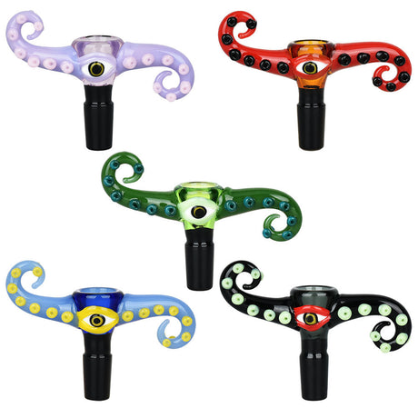 Eerie Octo Eye Herb Slide 5pc Set in various colors, 14mm Male Joint, Borosilicate Glass, Top View