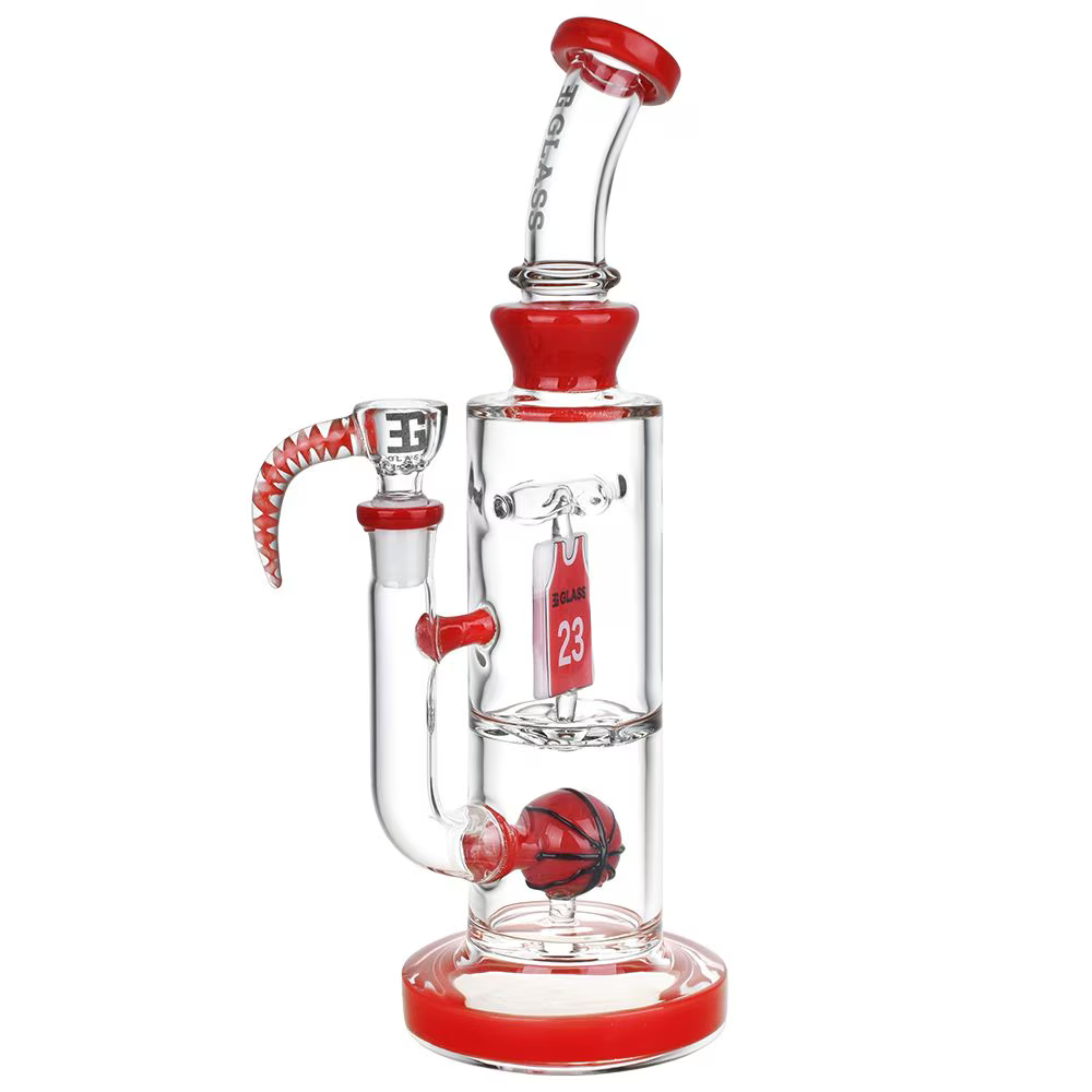 EG Glass Basketball Glass Water Pipe | 11" | 14mm F | Colors Vary