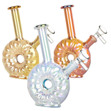 Electroplated Donut Glass Water Pipe | 6.75" | 14mm F | Colors Vary