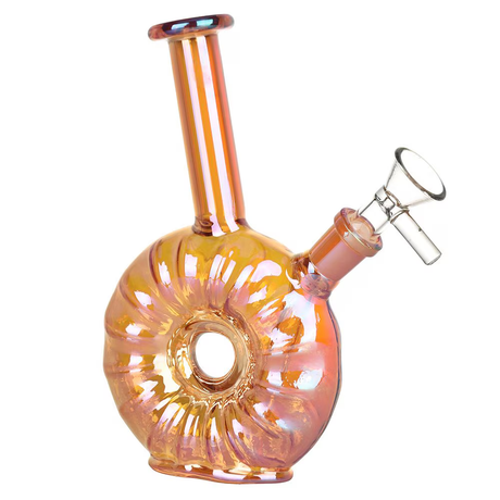 Electroplated Donut Glass Water Pipe | 6.75" | 14mm F | Colors Vary