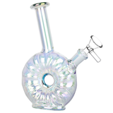 Electroplated Donut Glass Water Pipe | 6.75" | 14mm F | Colors Vary