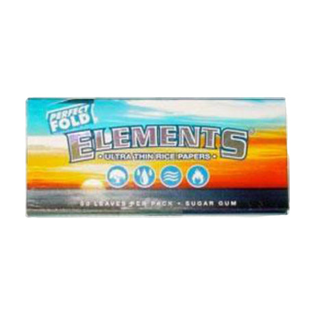 Elements 1 1/4" Ultra Thin Rice Rolling Papers 25 Pack front view with sunset design