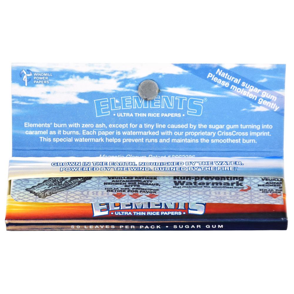 Elements Ultra Thin Rice Rolling Papers pack front view with natural sugar gum seal