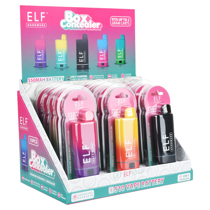 ELF Hardware Box Concealer 510 Cart Vape Battery | 550mAh | Assorted C DankGeek ELF Hardware Box Concealer 510 Cart Vape Battery | 550mAh | Assorted C DankGeek