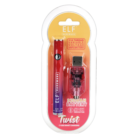 ELF Hardware Twist 510 Cart Vape Battery | 320mAh | Assorted Colors | 15ct Display