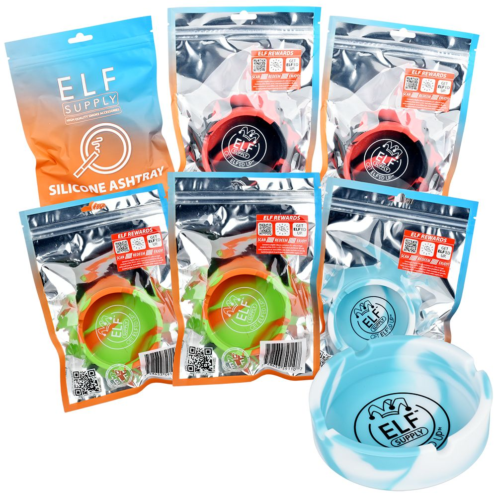 ELF Supply Round Silicone Ashtray | 3.25" | Assorted Colors | 6ct Box