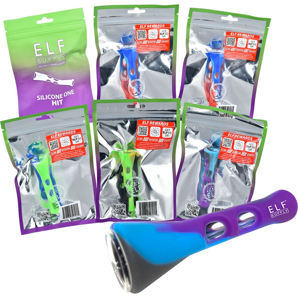 ELF Supply Silicone & Glass Chillum | 3.25" | Assorted Colors | 6ct Box