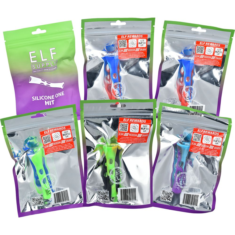 ELF Supply Silicone & Glass Chillum | 3.25" | Assorted Colors | 6ct Box