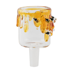 Empire Glassworks Bee Water Pipe Attachment with honey drip design, front view on white background