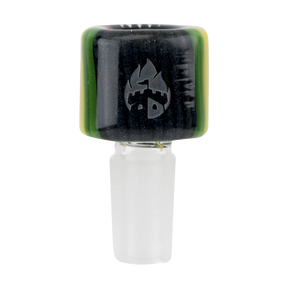 Empire Glassworks Steel Rasta Bowl Slide, heavy wall borosilicate glass, front view on white background