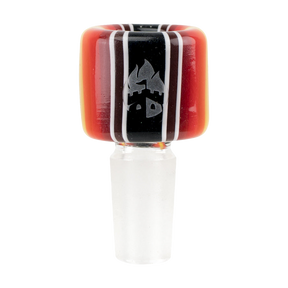 Empire Glassworks Sun Fire Bowl Slide, 14mm, heavy wall borosilicate glass, front view on white