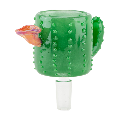 Empire Glassworks Cactus-Themed Water Pipe Attachment, 14mm Male Joint, Front View