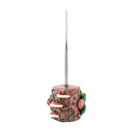 Empire Glassworks steel dab tool with intricate borosilicate glass handle, front view