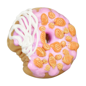 Empire Glassworks Pink Mochi Donut Dry Pipe, compact 3.5" borosilicate glass, USA made, top view