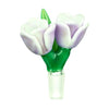Empire Glassworks "Dualip" Double Tulip Bowl Piece in Lavender, 14mm Joint, Front View