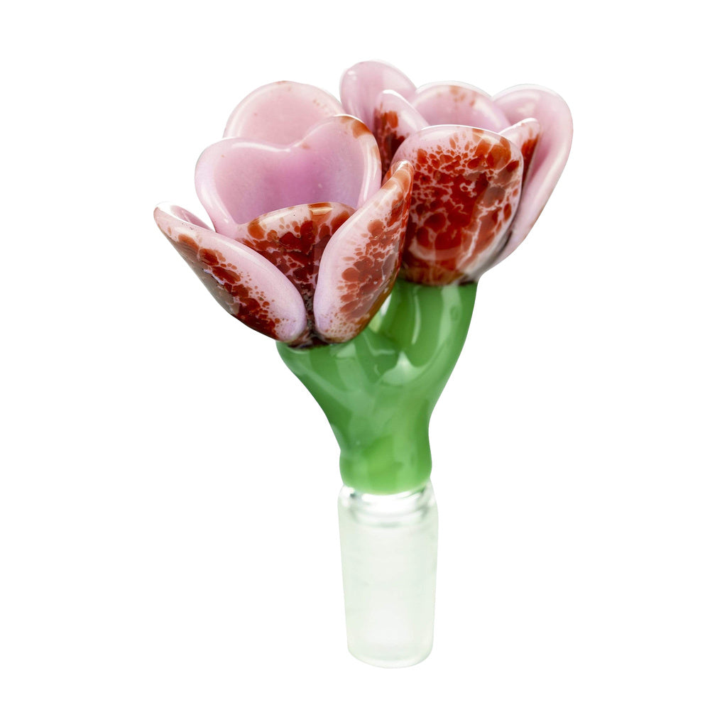 Empire Glassworks 'Dualip' Double Tulip Bowl Piece in Pink and Green Borosilicate Glass