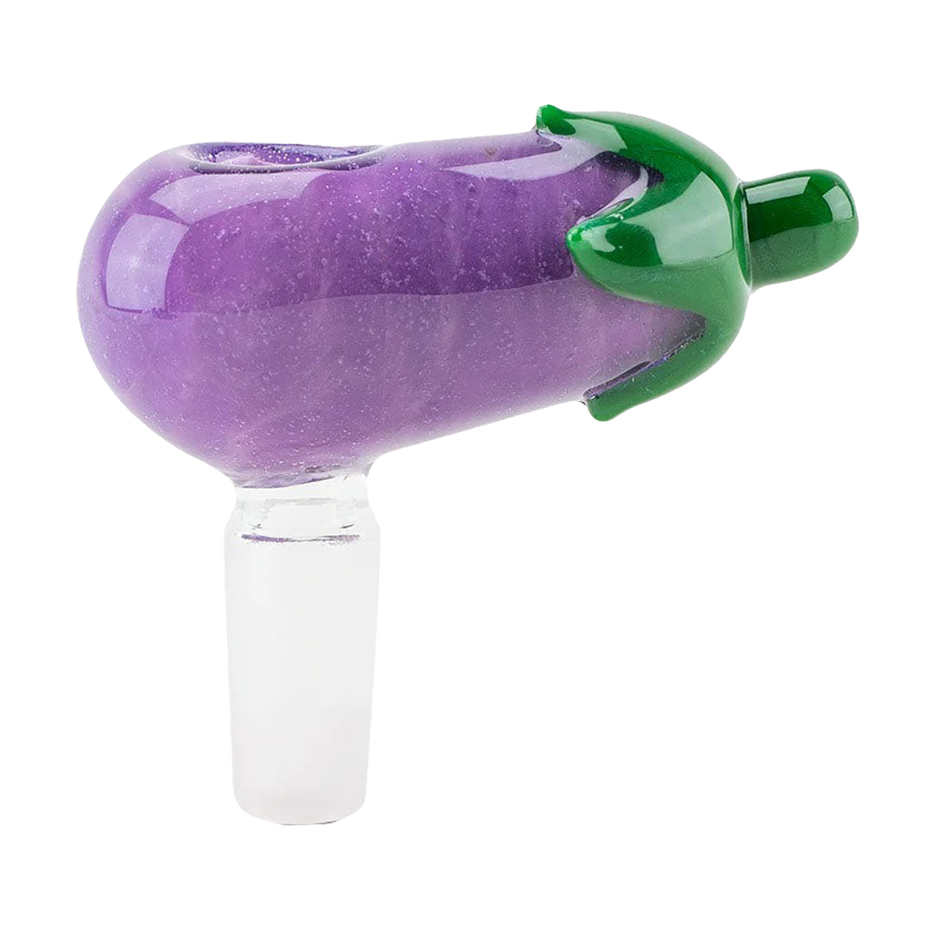 Empire Glassworks Eggplant Bowl Slide, 14mm Male Joint, Borosilicate Glass, Angled View