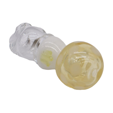Empire Glassworks Honey Straw Shroom UV-reactive hand pipe, 5.25" borosilicate glass, side view