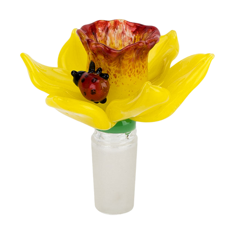 Empire Glassworks Daffodil Herb Slide - Borosilicate Glass Bong Bowl with Ladybug Detail