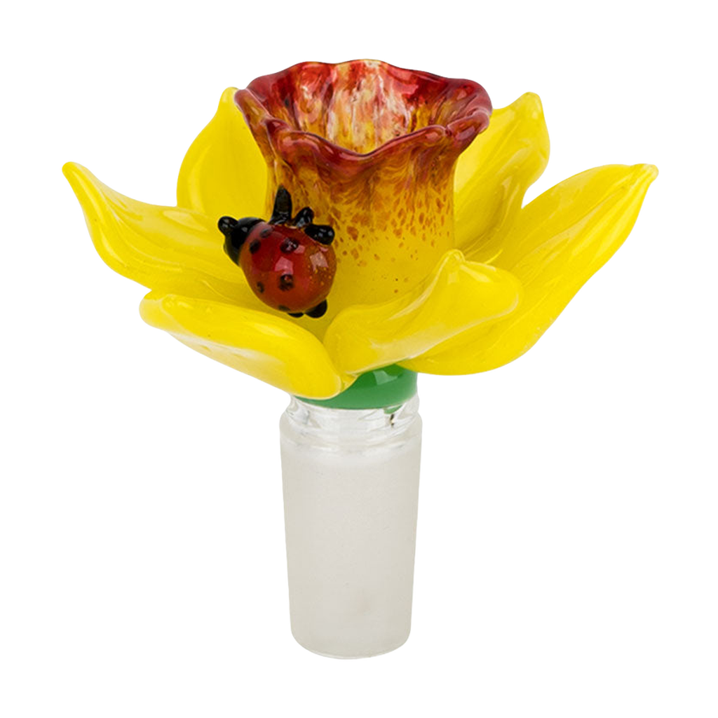 Empire Glassworks Daffodil Herb Slide - Borosilicate Glass Bong Bowl with Ladybug Detail