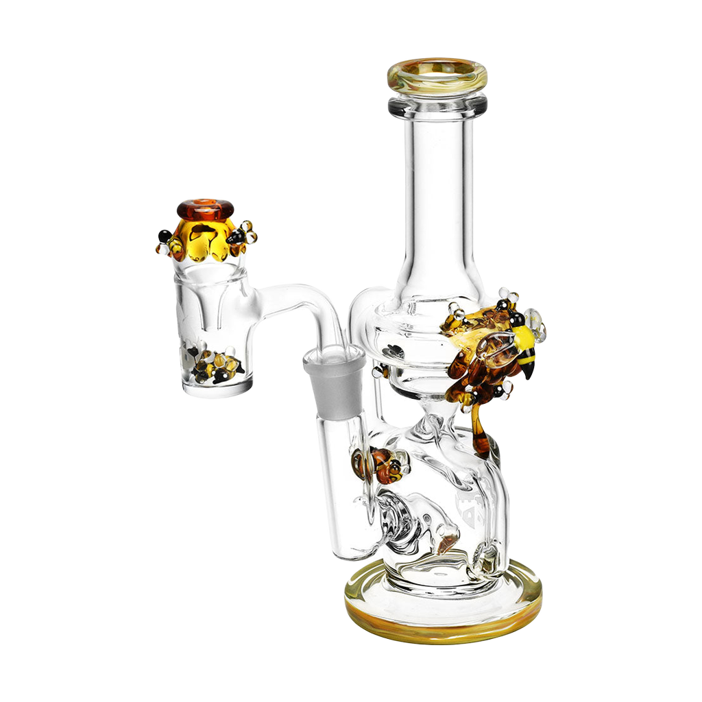 Empire Glassworks 8" Beehive Mini Recycler Dab Rig with 14mm Female Joint on white background