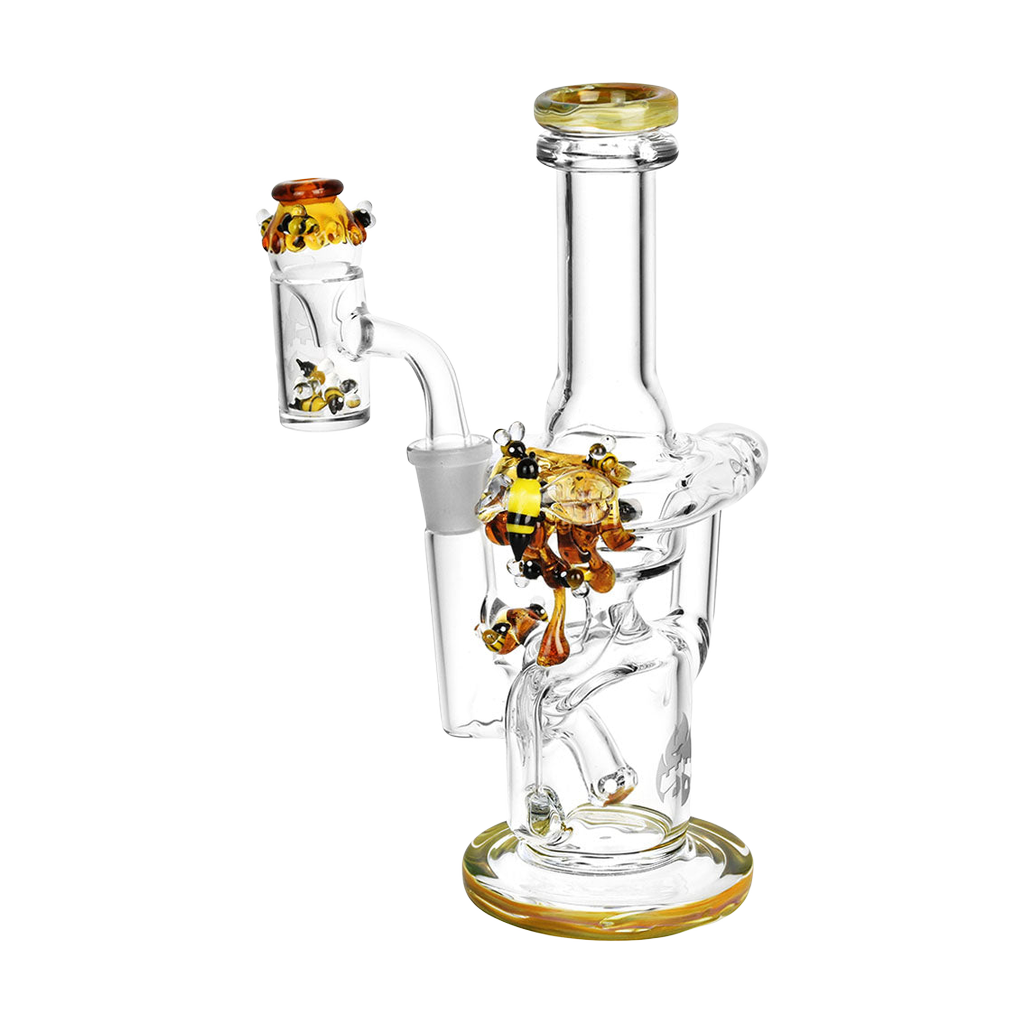 Empire Glassworks 8" Mini Recycler Dab Rig with Beehive Design, 14mm Female Joint, Borosilicate Glass
