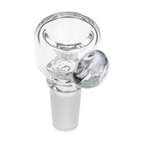 Empire Glassworks clear glass bowl for bongs, 14mm male joint, front view on white background