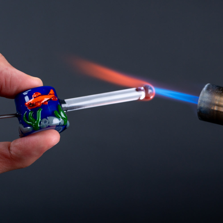 Empire Glassworks Metal & Glass Poker Wand | 6" | Koi Pond