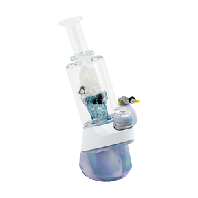 Empire Glassworks Puffco Peak UV Attachment with Avenge Artic theme, featuring superhero designs, front view.
