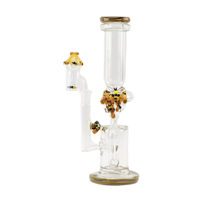 Empire Glassworks Recycler Rig - Save the Bees design with bee and honeycomb details, front view on white background