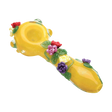 Empire Glassworks 4" Sunshine Garden Spoon Pipe, Borosilicate Glass, Floral Detail, Top View