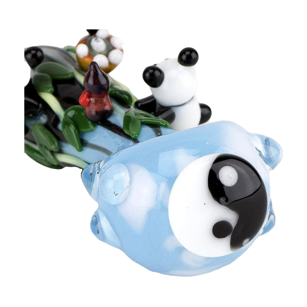 Empire Glassworks Spoon Pipe with Climbing Pandas design, 4.75" borosilicate glass, USA made