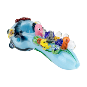 Empire Glassworks Spoon Pipe with Great Barrier Reef design, 4.75" borosilicate glass, for dry herbs